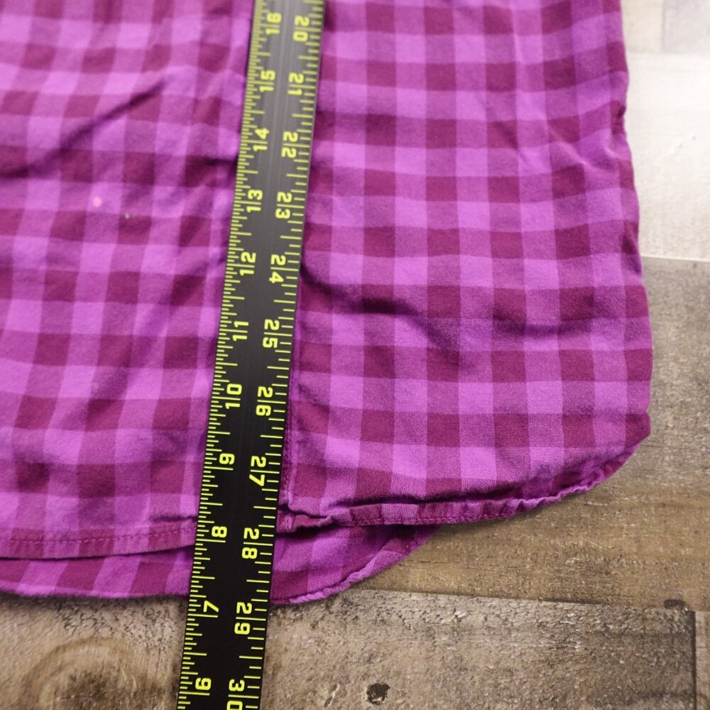 Duluth Trading‎ Organic Cotton Plaid Button Shirt 3/4 Sleeve Women’s 2XL Purple - Picture 7 of 10